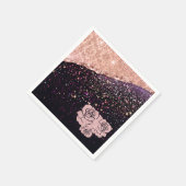 Glam Rose Schwarzer Glitzer Blush Rose Serviette (Ecke)