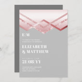 Glam Rosegold DEKO Wedding Einladung Moderner Chic (Vorne/Hinten)