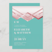 Glam Rosegold DEKO Wedding Einladung Moderner Chic (Vorne/Hinten)