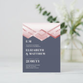 Glam Rosegold DEKO Wedding Einladung Moderner Chic Postkarte (Stehend Vorderseite)