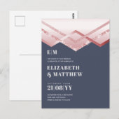 Glam Rosegold DEKO Wedding Einladung Moderner Chic Postkarte (Vorne/Hinten)