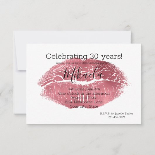 Glam Rote Lippen Einladung (Vorderseite)