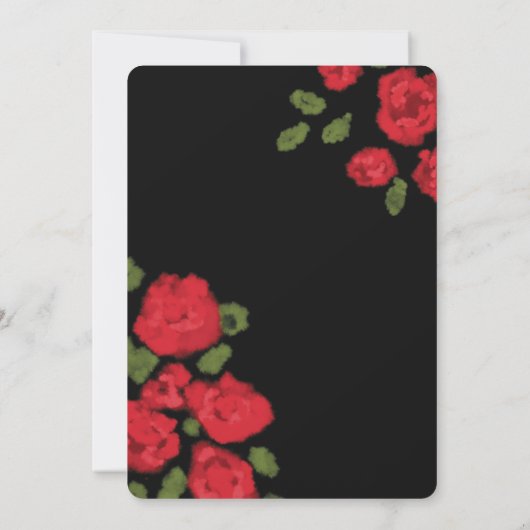 Glam-Rote Rosen-Skript Hochzeitseinladung Einladung (Rückseite)