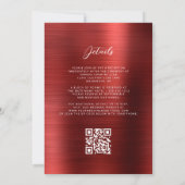 Glam Roter Gebürsteter Metall QR-Code Hochzeit Einladung (Rückseite)