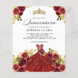 Glam Rotes Kleid Floral 15. Quinceañera