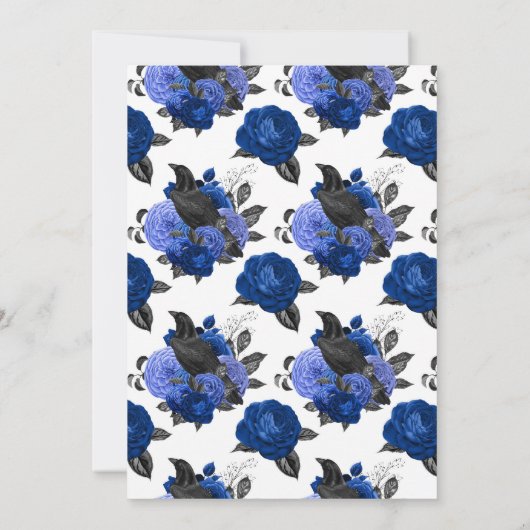 Glam Royal Blue Raven Gothic Probe Dinner Einladung (Rückseite)