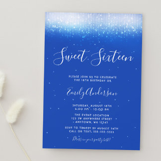 Glam Royal Blue Sweet 16 Einladung