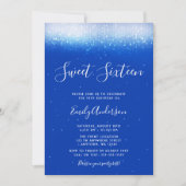 Glam Royal Blue Sweet 16 Einladung (Vorderseite)