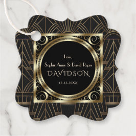 Glam Royal Gold Black Art Deco 20er Hochzeit Geschenkanhänger