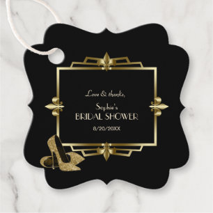 Glam Royal Gold Black Art Deco 20er Hochzeit Geschenkanhänger