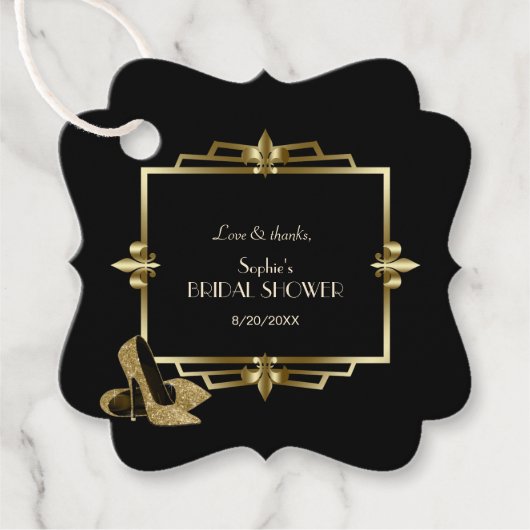 Glam Royal Gold Black Art Deco 20er Hochzeit Geschenkanhänger (Vorderseite)