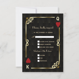 Glam Royal Gold Black Art Deco 20er Hochzeit RSVP Karte