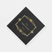 Glam Royal Gold Black Art Deco 20er Hochzeit Serviette (Ecke)
