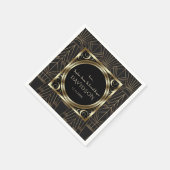 Glam Royal Gold Black Art Deco 20er Hochzeit Serviette (Ecke)