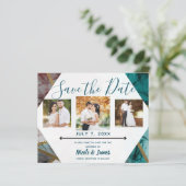 Glam Rust Blush Aquamarin & Gold Chic Modern Rett  (Stehend Vorderseite)