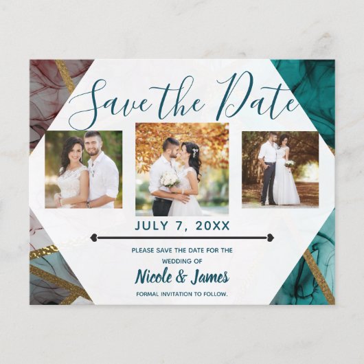 Glam Rust Blush Aquamarin & Gold Chic Modern Rett  (Vorderseite)