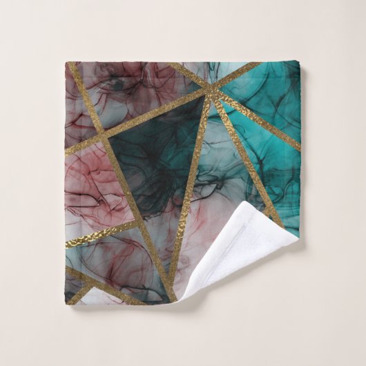 Glam Rust Blush Aquamarin & Gold Chic Moderner Gla Badhandtuch Set (Waschlappen)