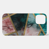 Glam Rust Blush Aquamarin & Gold Chic Moderner Gla Case-Mate iPhone Hülle (Rückseite (Horizontal))