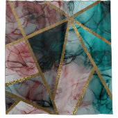 Glam Rust Blush Aquamarin & Gold Chic Moderner Gla Duschvorhang (Vorderseite)