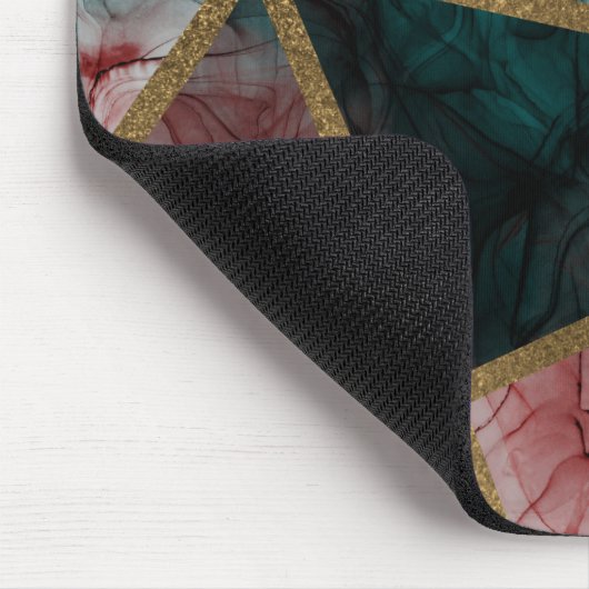 Glam Rust Blush Aquamarin & Gold Chic Moderner Gla Mousepad (Ecke)