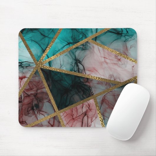 Glam Rust Blush Aquamarin & Gold Chic Moderner Gla Mousepad (Mit Mouse)