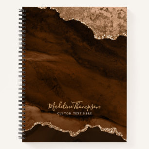 Glam Rust Gold Velvet Agate Geode Script Notizblock