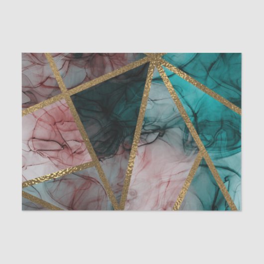 Glam Rust Rost Aquamarin-Gold-Chic Moderne Hochzei Seidenpapier (Vorderseite)