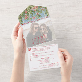 Glam Rustic Arch Rose Garden Foto Hochzeit All In One Einladung