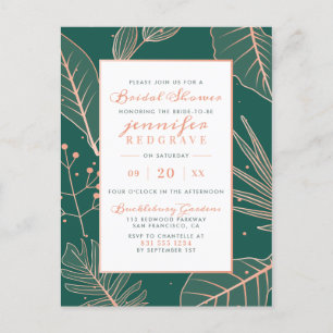 Glam Sage Green Gold Sprigs Elegantes Brautparty Einladungspostkarte