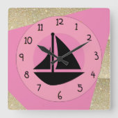 Glam Sail Quadratische Wanduhr (Vorderseite)