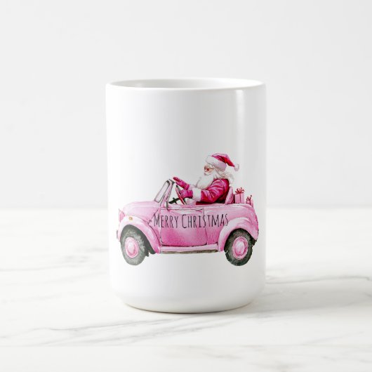 Glam Santa Pink Car Christmas Kaffeetasse (Mittel)