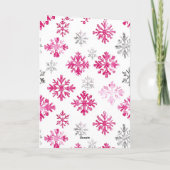 Glam Santa Pink Car Christmas Snowflakes Karte (Rückseite)