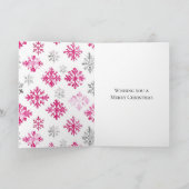 Glam Santa Pink Car Christmas Snowflakes Karte (Innenseite)