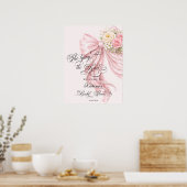 Glam Satin Bow & Rose Bridal Shower Welcome Poster (Küche)