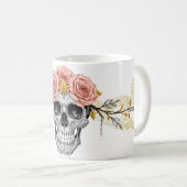 Glam-Schädel-Tasse | Eleganter gothischer Hallowee Kaffeetasse (VorderseiteRechts)