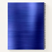 Glam Schlicht Brushed Metallic Royal Blue Monogram Notizblock (Rückseite)