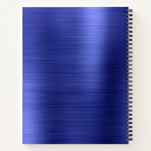 Glam Schlicht Brushed Metallic Royal Blue Monogram Notizblock (Rückseite)