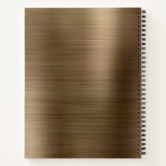 Glam Schlicht gebürstetes Metallic Gold Monogramm Notizblock (Rückseite)