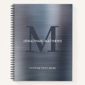 Glam Schlicht gebürstetes Metallisches Grau Silber Notizblock (Vorderseite)