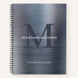 Glam Schlicht gebürstetes Metallisches Grau Silber Notizblock