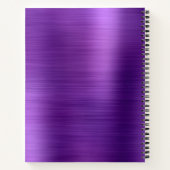 Glam Schlicht gebürstetes metallisches Lila Monogr Notizblock (Rückseite)