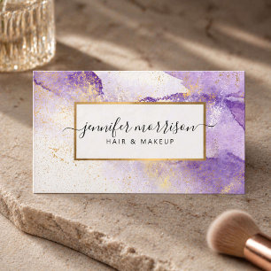 Glam Schrift lila Wasserfarbe mit falschem Goldsta Visitenkarte