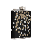 Glam schwarz-weiße Punkte Champagner Gold Konfetti Flachmann (Rechts)
