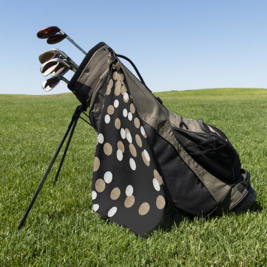 Glam schwarz-weiße Punkte Champagner Gold Konfetti Golfhandtuch (Gras)