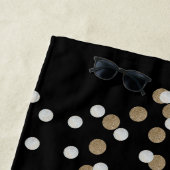 Glam schwarz-weiße Punkte Champagner Gold Konfetti Strandtuch (Beispiel)