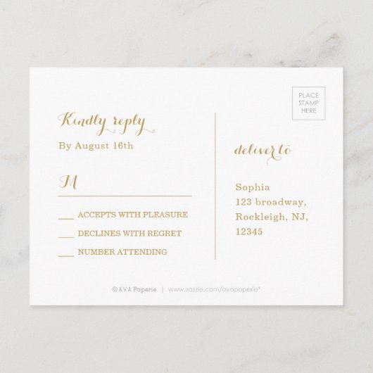 Glam Schwarze Imitate Gold Glitzer Kalligrafie UAW Einladungspostkarte (Rückseite)