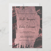 Glam Schwarze Rose Goldschmiedehacke Marmor Hochze Einladung (Vorderseite)