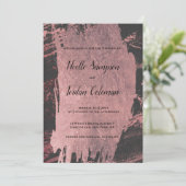 Glam Schwarze Rose Goldschmiedehacke Marmor Hochze Einladung (Stehend Vorderseite)