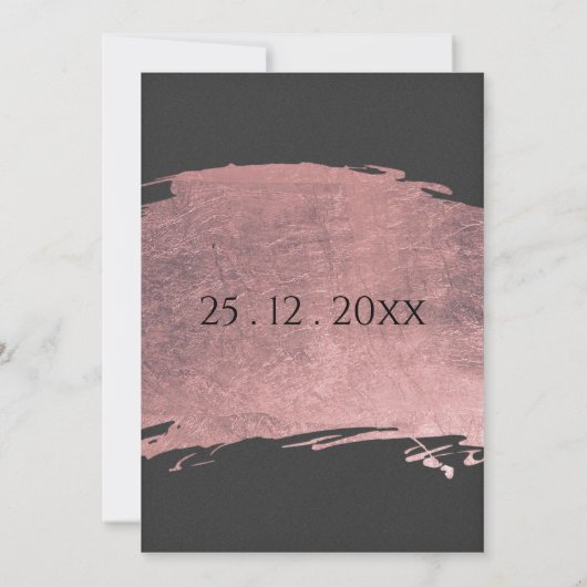 Glam Schwarze Rose Goldschmiedehacke Marmor Hochze Einladung (Rückseite)