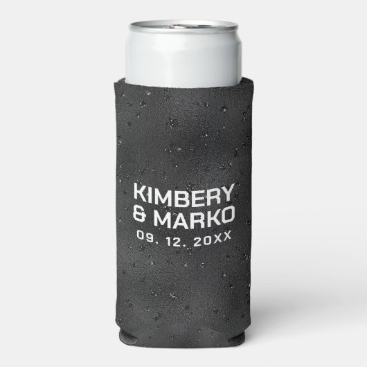 Glam schwarze Textur mit Glitzern Selters Dosenkühler (Seltzer Vorderseite)